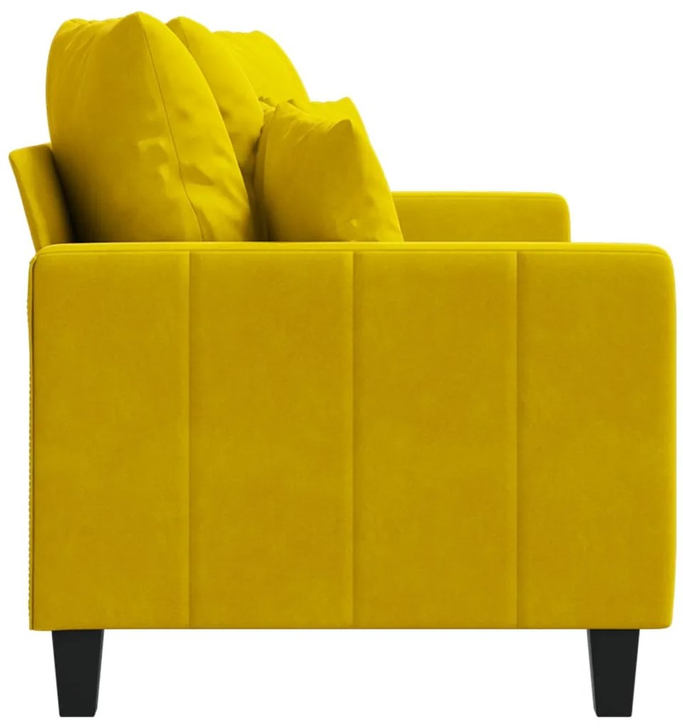 Sofá de 2 lugares veludo 140 cm amarelo