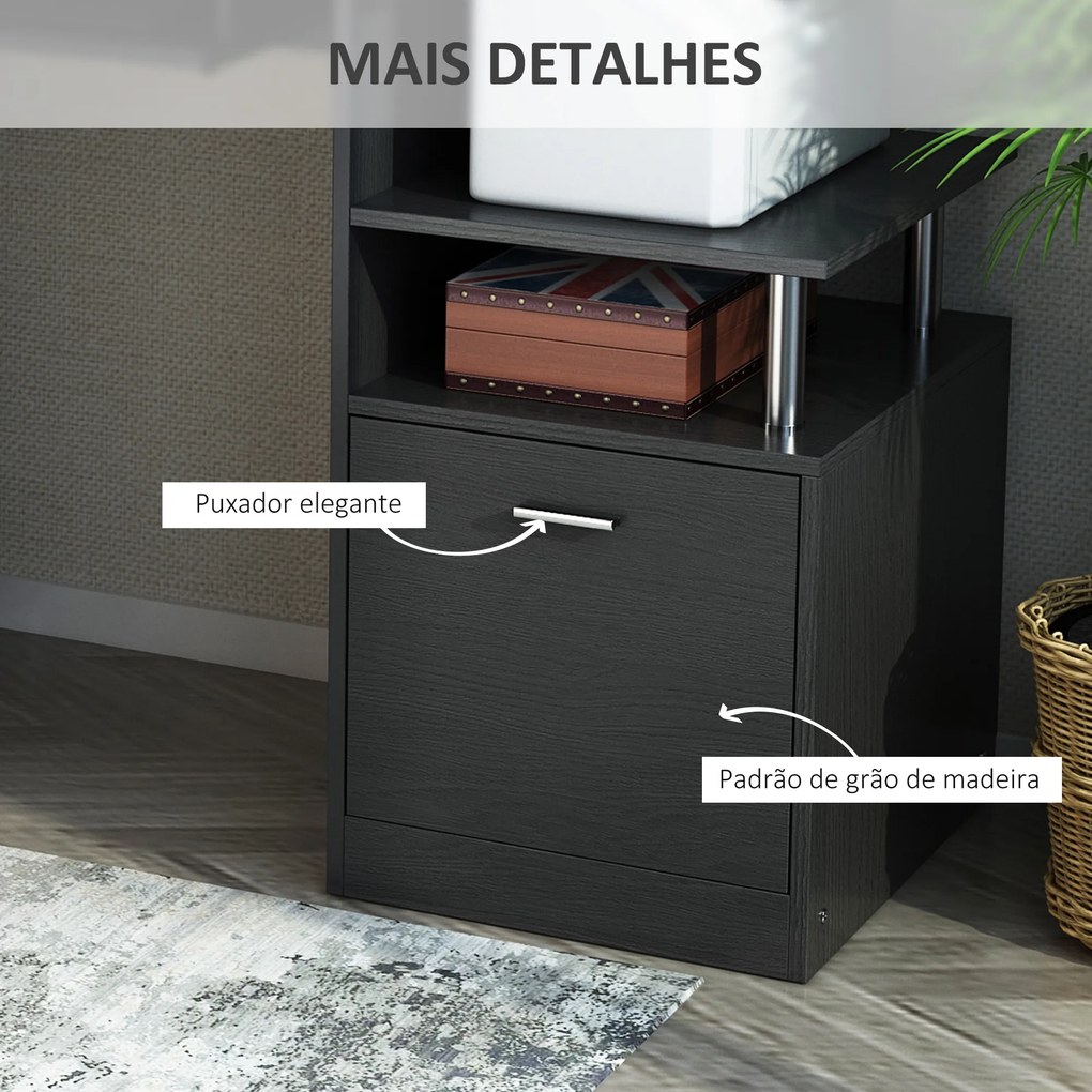 Secretária para Escritório de Madeira MDF 152x60x88 cm Preto