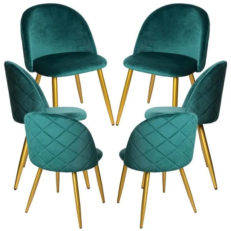 Pack 6 Cadeiras Vint Veludo Golden - Verde