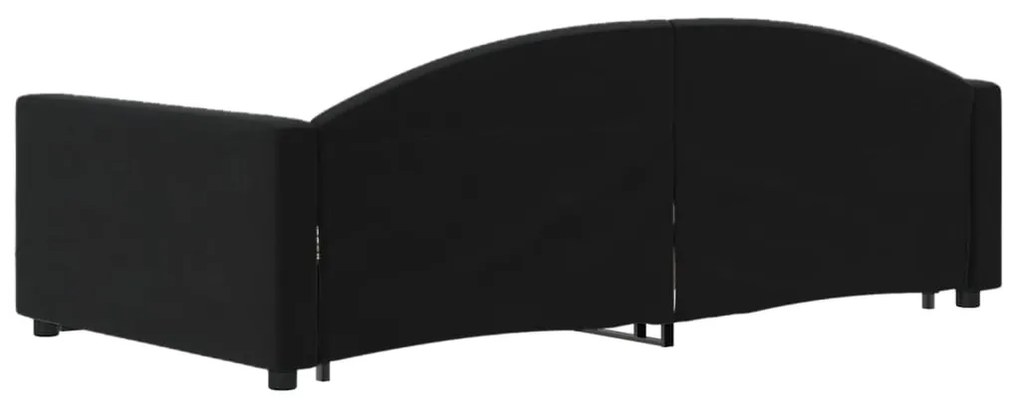 Sofá-cama com gavetão e gavetas 90x200 cm veludo preto