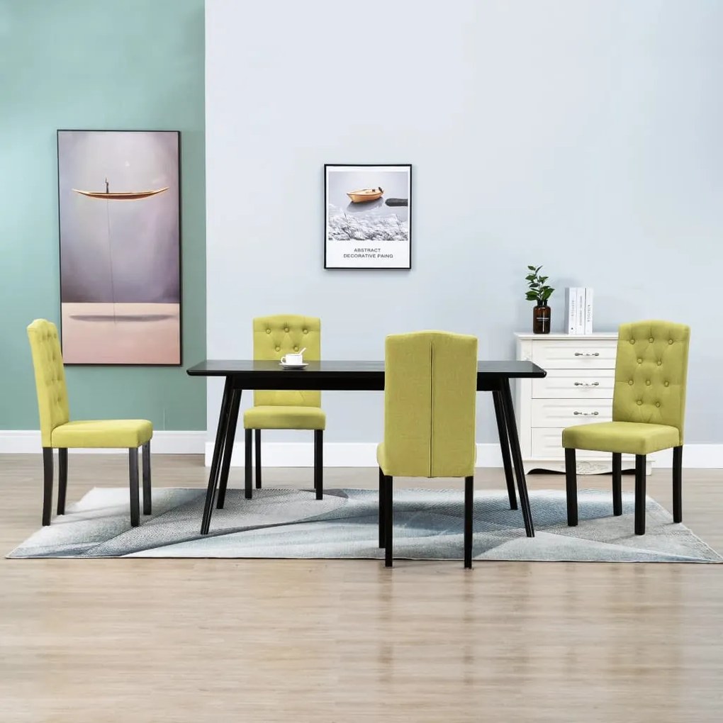 vidaXL Cadeiras de jantar 4 pcs tecido verde