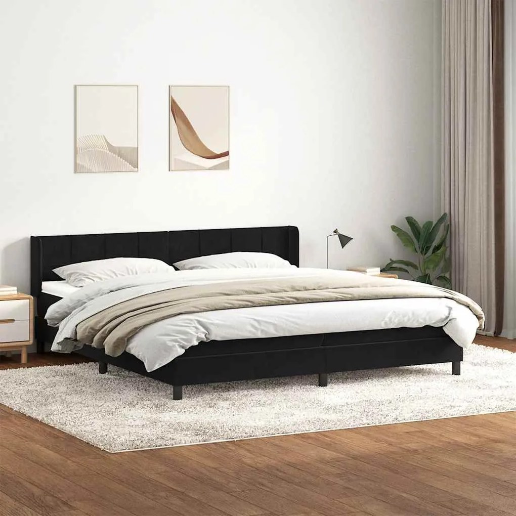 vidaXL Cama com molas/colchão 180x210 cm veludo preto
