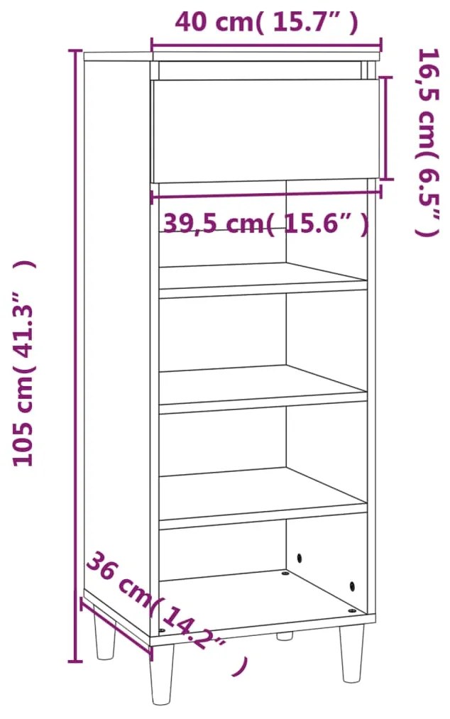 Sapateira Júlia - Com 1 Gaveta e 4 Prateleiras - Cor Branco - 40x36x10