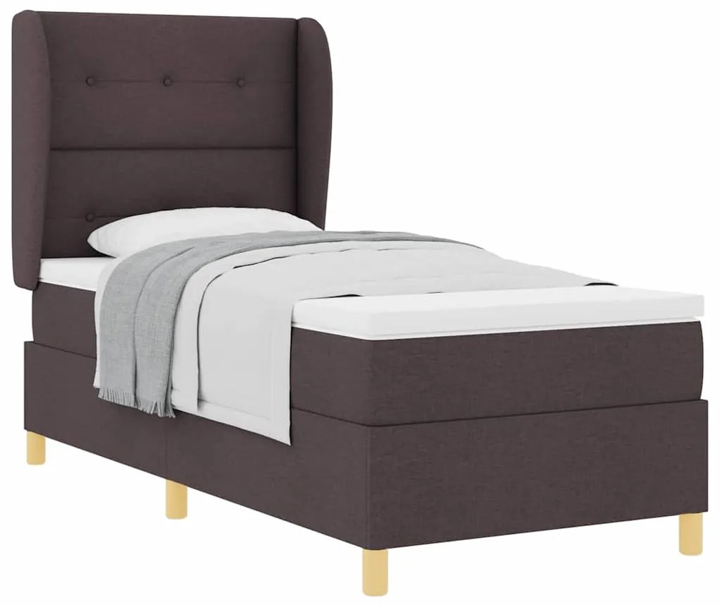 Cama Box Spring vidaXL com Colchão Marrom Escuro 100x200 cm Tecido
