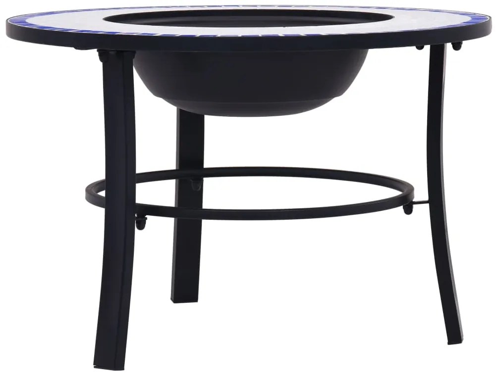 Braseira em mosaico 68 cm cerâmica azul e branco