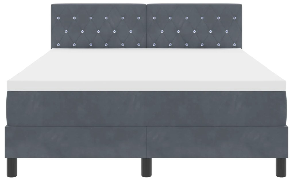 Cama Box com Colchão vidaXL Cinza Escuro 160x200 cm Veludo