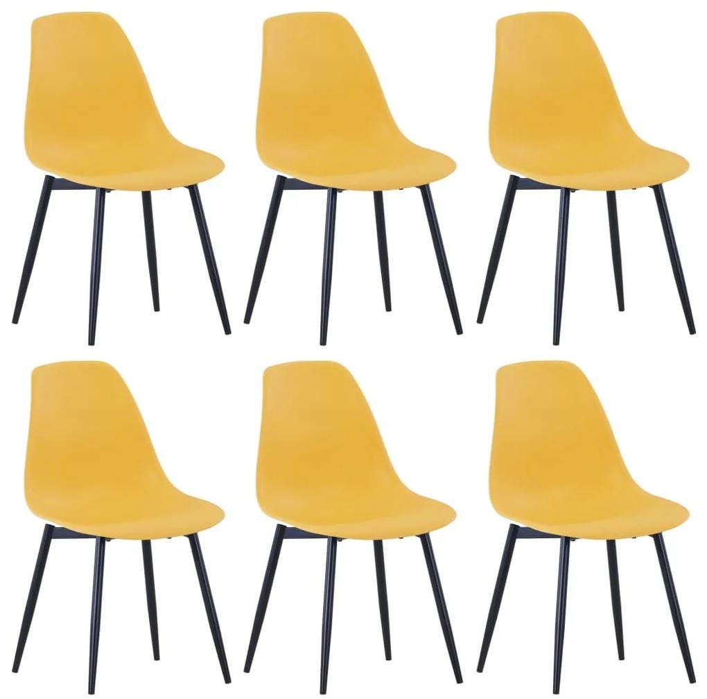 Cadeiras de jantar 6 pcs PP amarelo