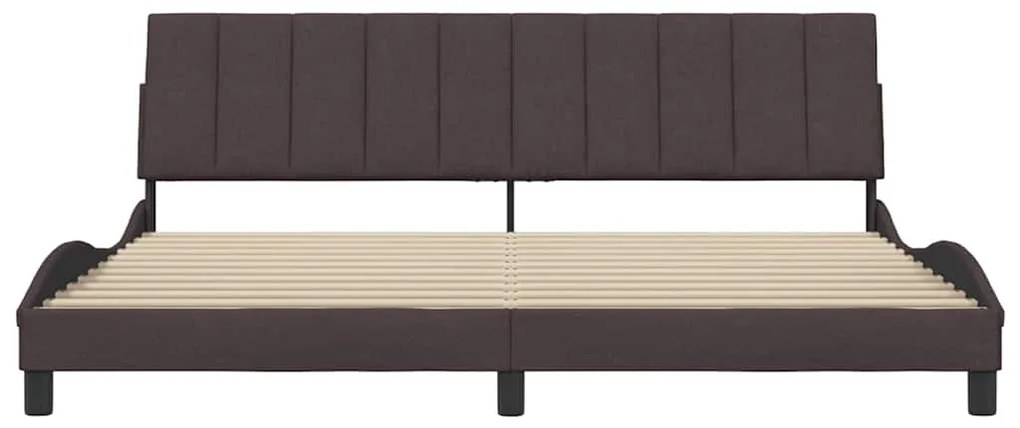 Estrutura de cama sem colchão 200x200 cm tecido castanho-escuro