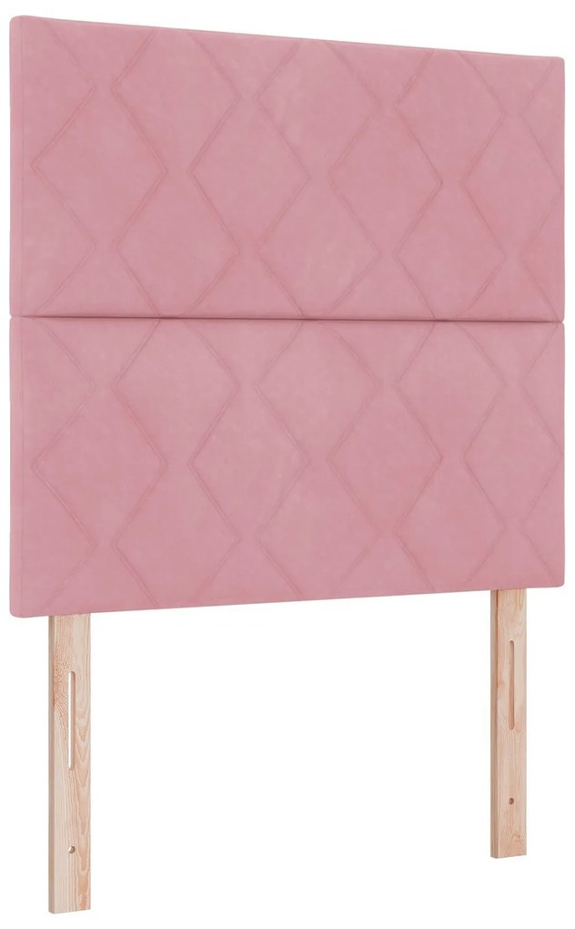 Cama Box Spring com Colchão e Banco Rosa 120x200 cm Veludo