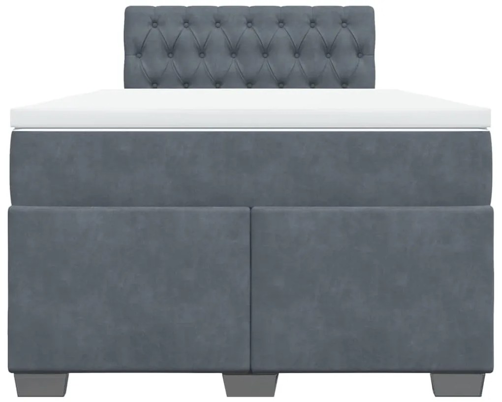Cama boxspring com colchão 120x190 cm veludo cinzento-escuro