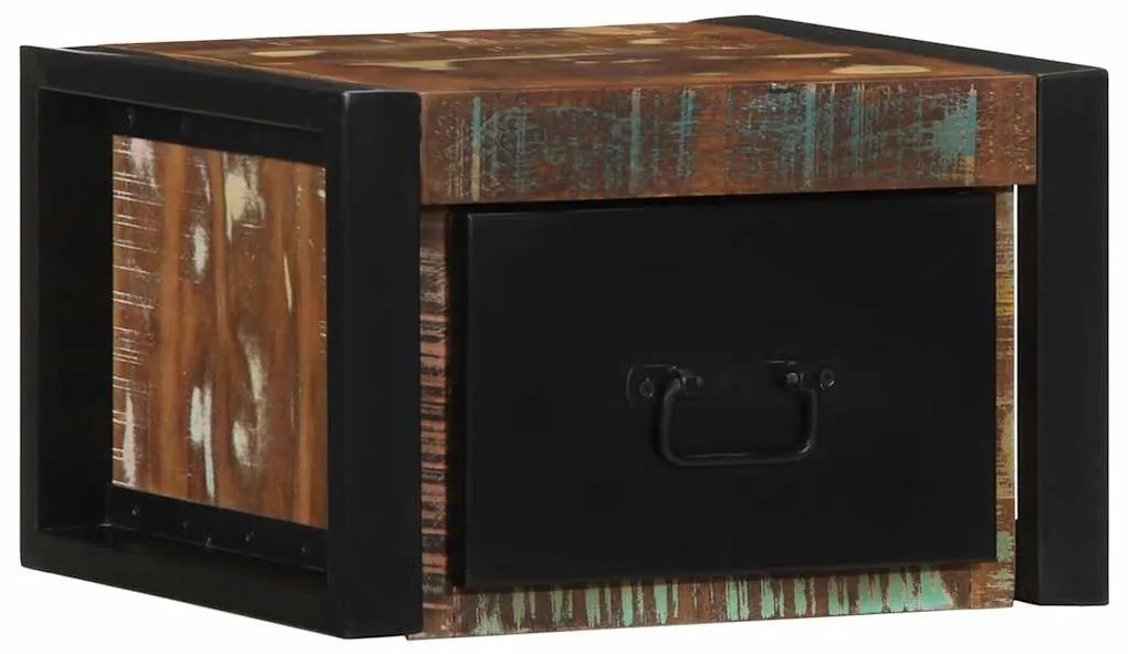 Mesa de cabeceira multicor 40x35x25cm madeira maciça recuperada