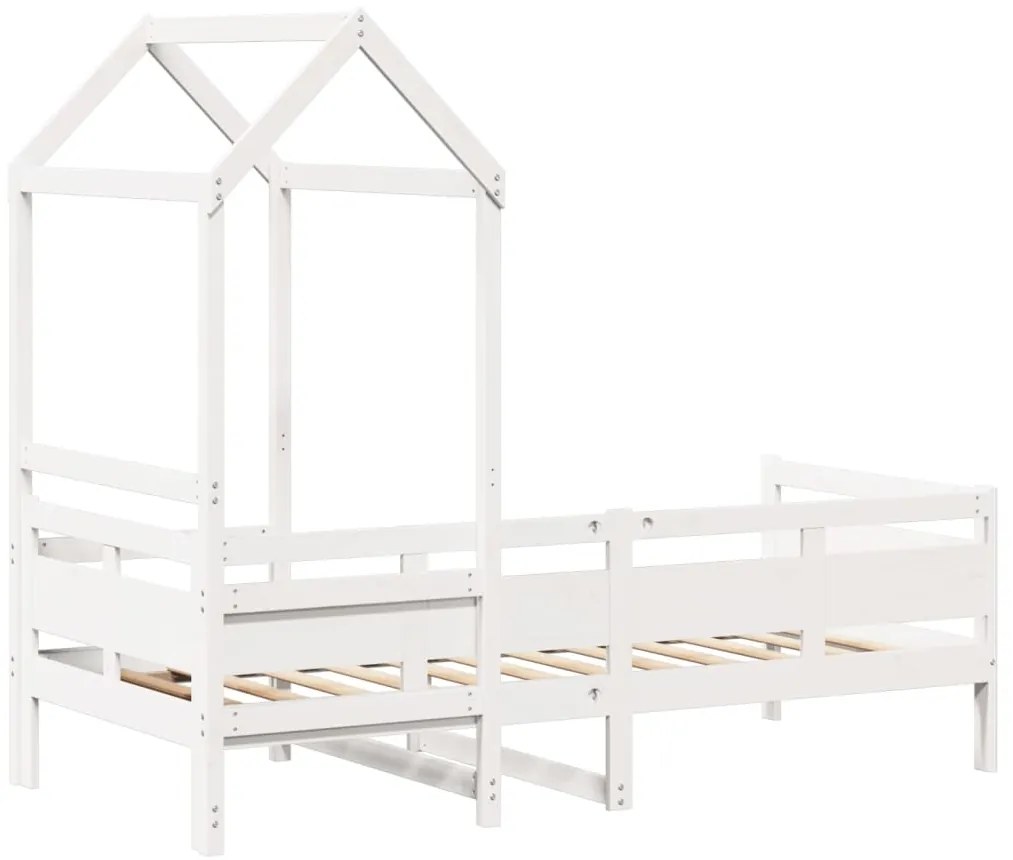 Sofá-cama com telhado 90x200 cm madeira de pinho maciça branco