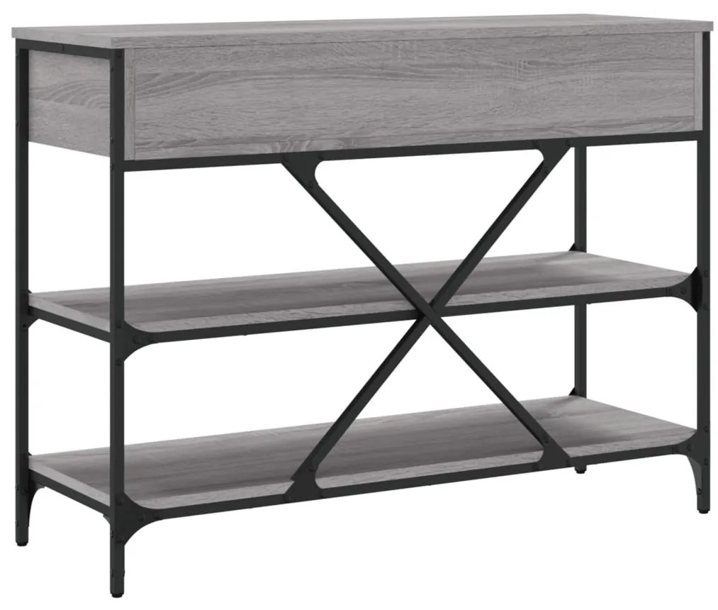 Mesa consola gavetas/prateleiras deriv. madeira cinzento sonoma