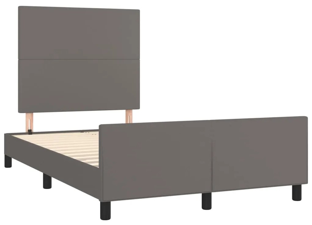 Estrutura cama c/ cabeceira 120x200cm couro artificial cinzento