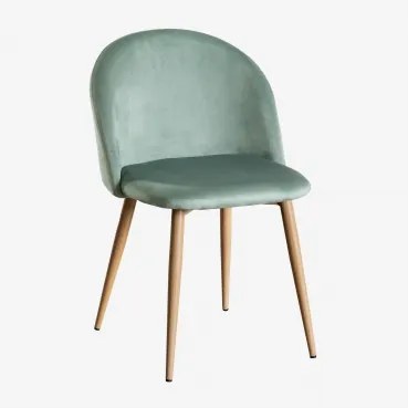 Pack De 2 Cadeiras De Jantar Em Veludo Kana Verde Abeto & Madeira Natural - Sklum