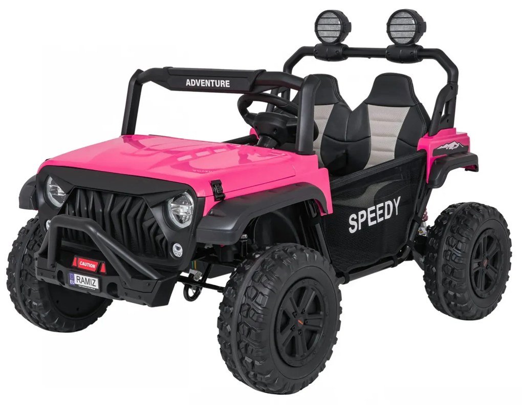 Jipe elétrico para Crianças 2 Lugares 24V 4x4 PASSION 4x4 Off-Road Rodas Espuma EVA, Assento couro ecológico Rosa