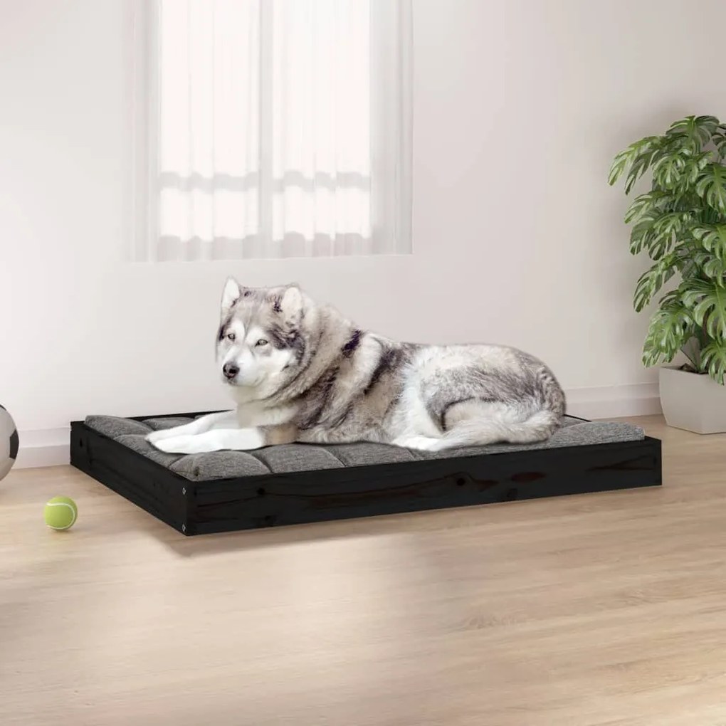 820870 vidaXL Cama para cães 101,5x74x9 cm madeira de pinho maciça preto