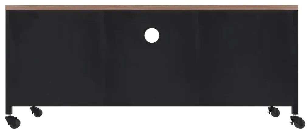 Móvel de TV 110x30x43 cm ferro/madeira de abeto maciça preto