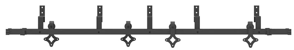 Kit de ferragens para porta deslizante 213,5 cm aço preto