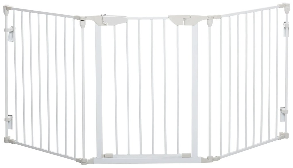 PawHut Barreira de Segurança para Animais de Estimação Barreira Dobrável de 3 Painéis 180x74,5 cm Branco