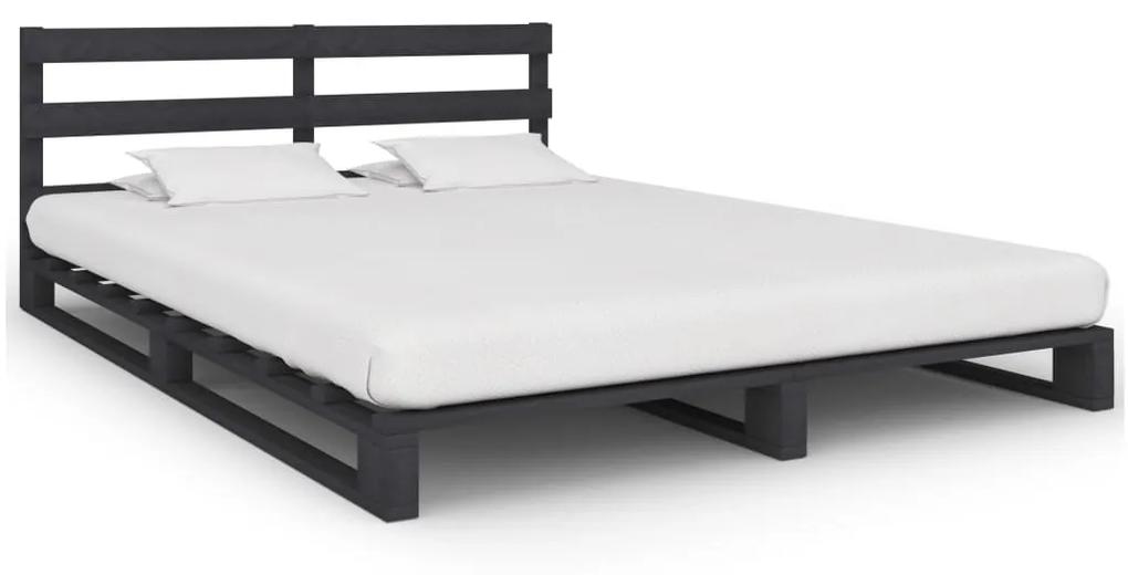 285258 vidaXL Estrutura de cama em paletes pinho maciço 140x200 cm cinzento