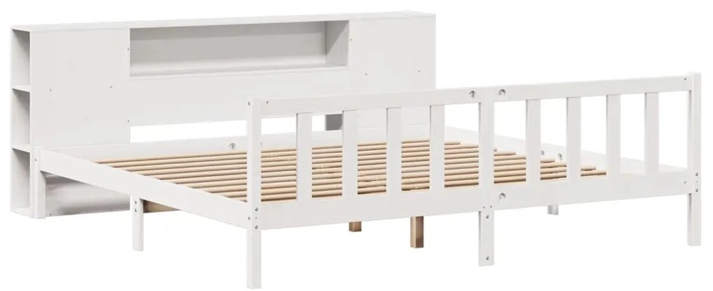 Cama com estante sem colchão 180x200 cm pinho maciço branco
