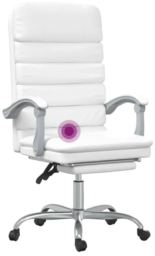 Cadeira escritório massagens reclinável couro artificial branco