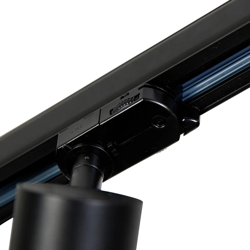 Sistema de iluminação de trilho trifásico moderno com 5 focos pretos GU10 111 mm à esquerda - Trifásico Jeany