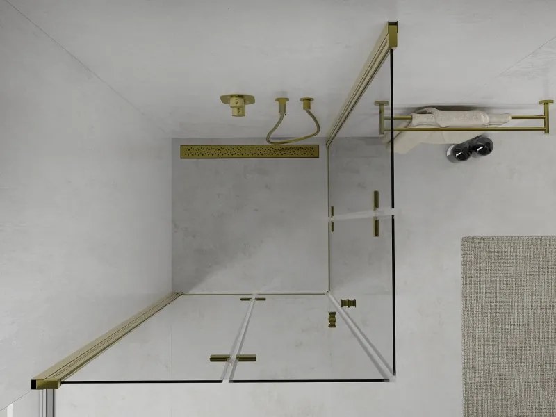 Mexen Lima Cabine de duche dobrável Duo 90 x 90 cm, transparente, dourada - 856-090-090-50-00-02