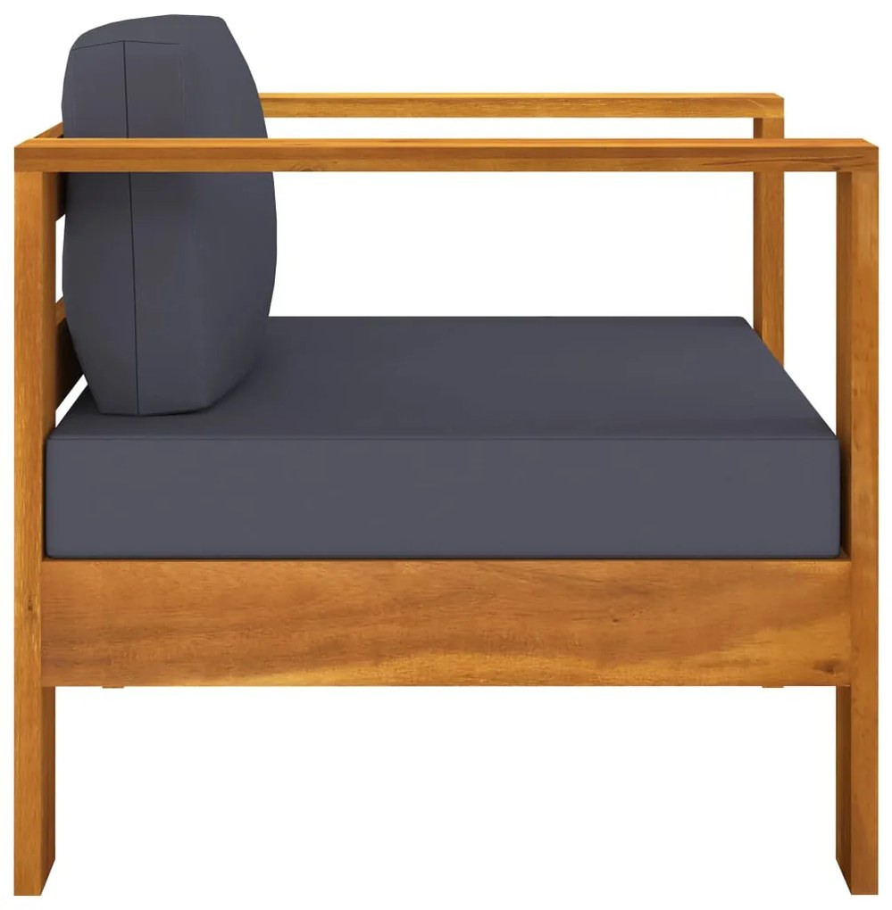7 pcs conj. lounge de jardim c/ almofadões cinza-escuro acácia