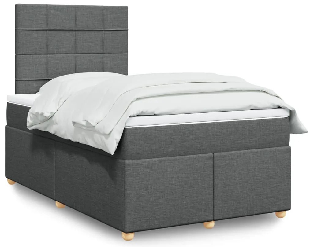 Cama boxspring com colchão 120x190 cm tecido cinzento-escuro