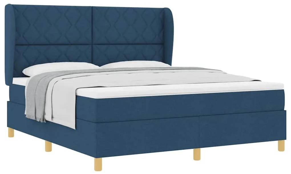Cama Box com Colchão vidaXL Azul 180x200 cm Têxtil