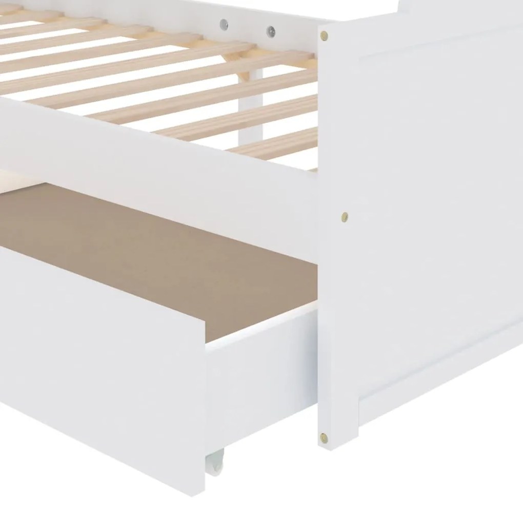 Estrutura de cama com gavetas 90x200 cm pinho maciço branco