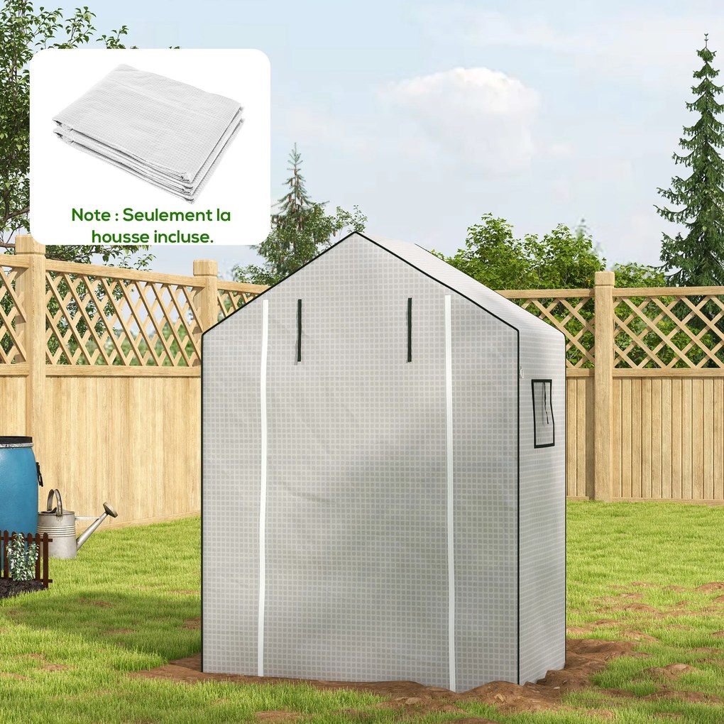 Lona de substituição para estufa de jardim 140 x 73 x 190 cm (ESTRUTURA NÃO INCLUIDA) com janela e porta anti-UV para o jardim - Branca