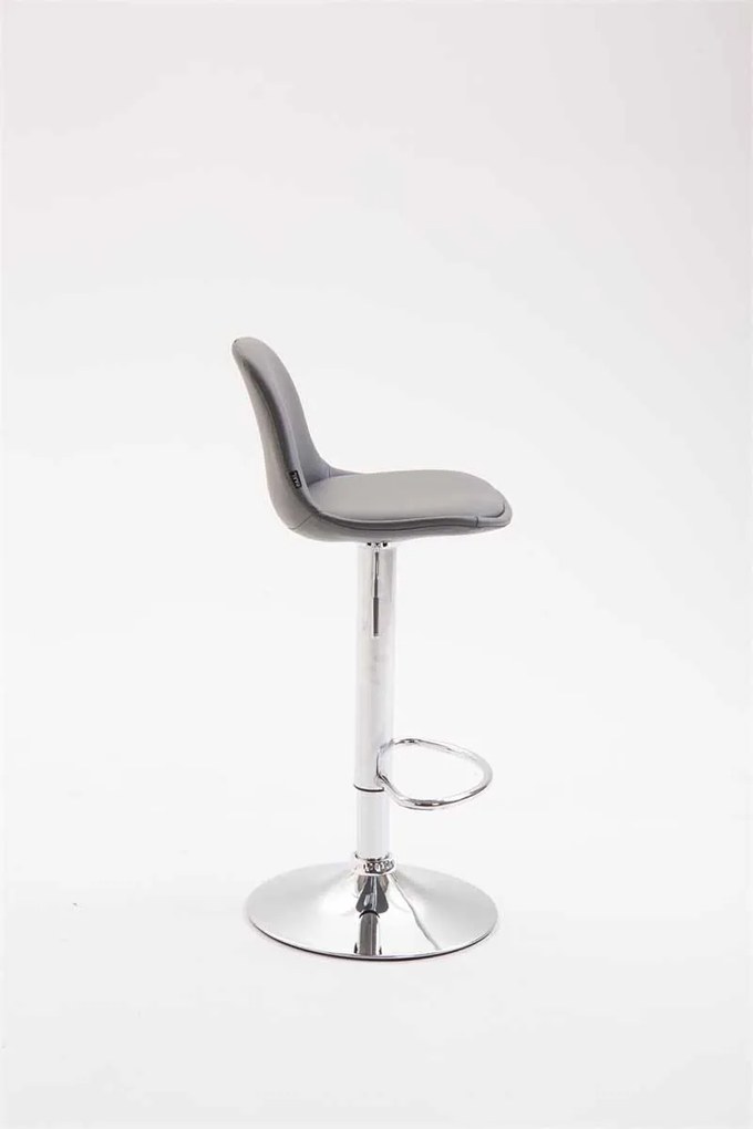 Banco de bar Kiel em couro sintético 39 x 82-104 x 43 cm Cinzento