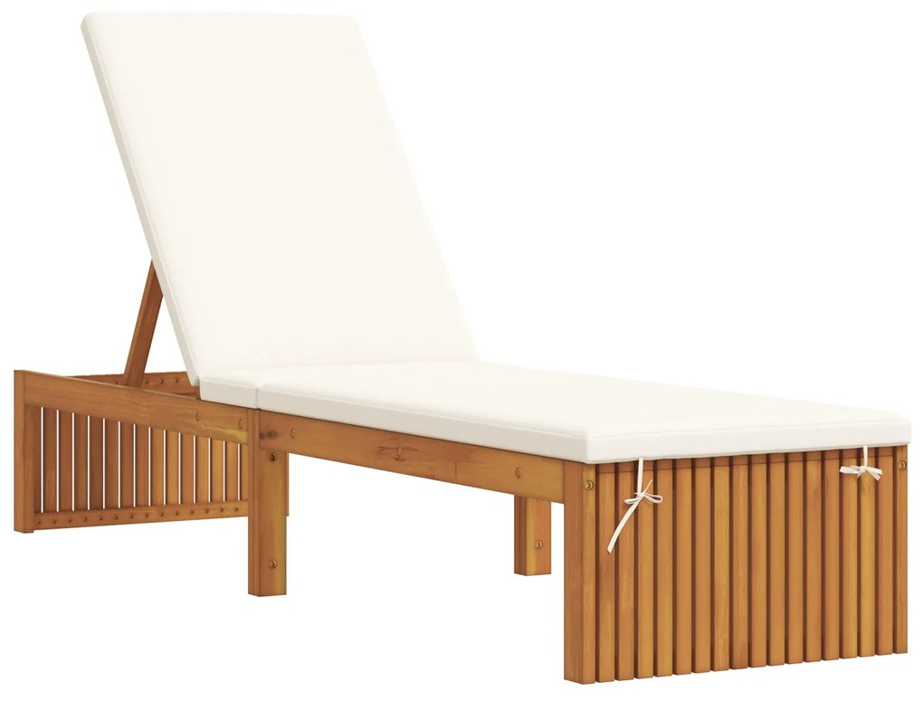Espreguiçadeira com almofada 200x55x30 cm de madeira maciça de acácia