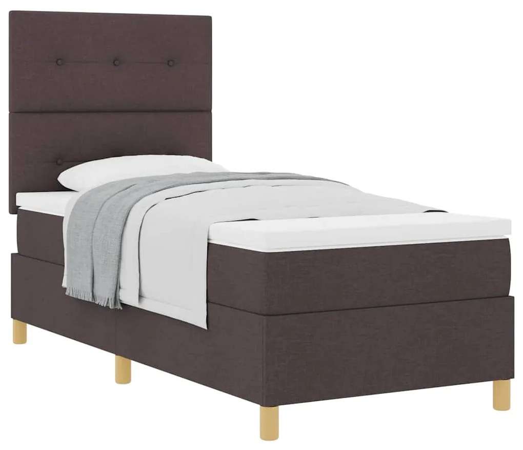 Cama Box da com Colchão Marrom Escuro 100x200 cm Tecido