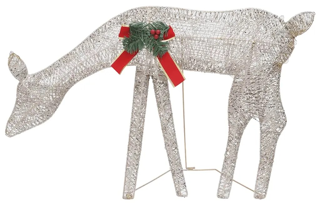 Família de renas de Natal 270x7x90 malha branco e dourado