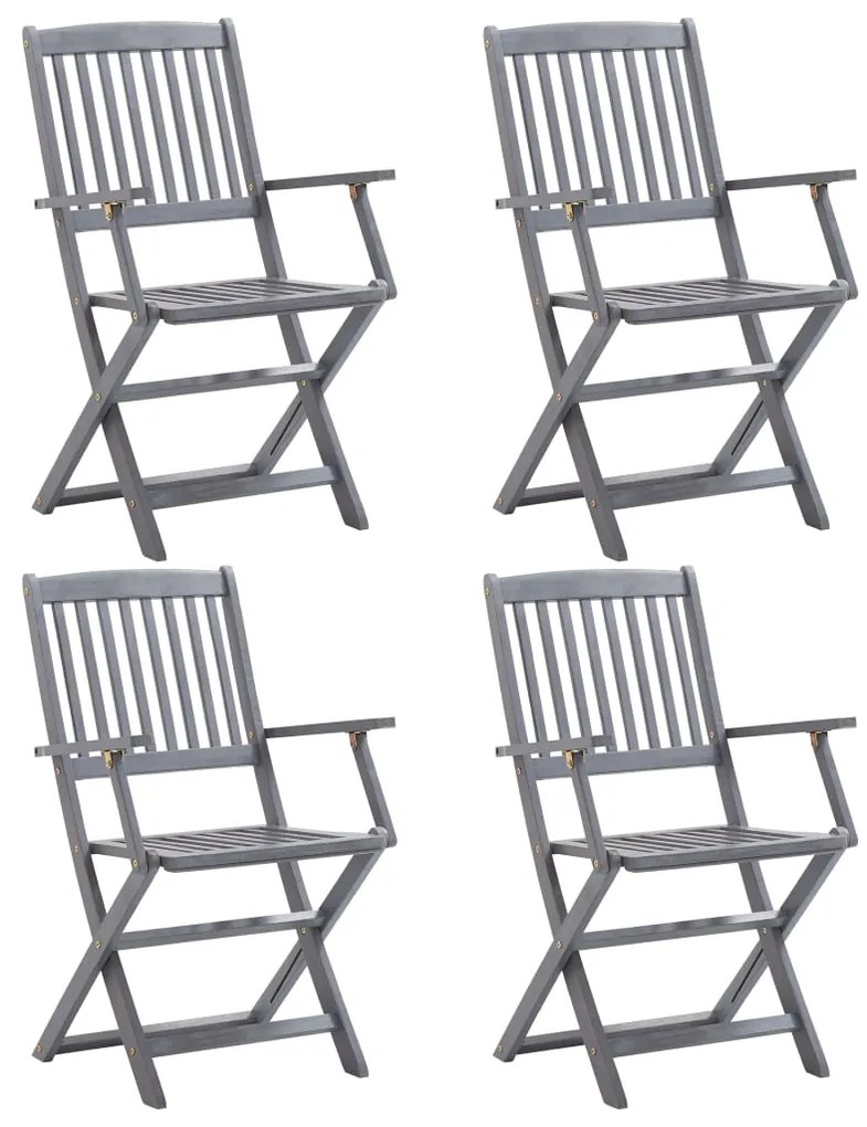 vidaXL Cadeiras de jardim dobráveis 4 pcs madeira acácia maciça