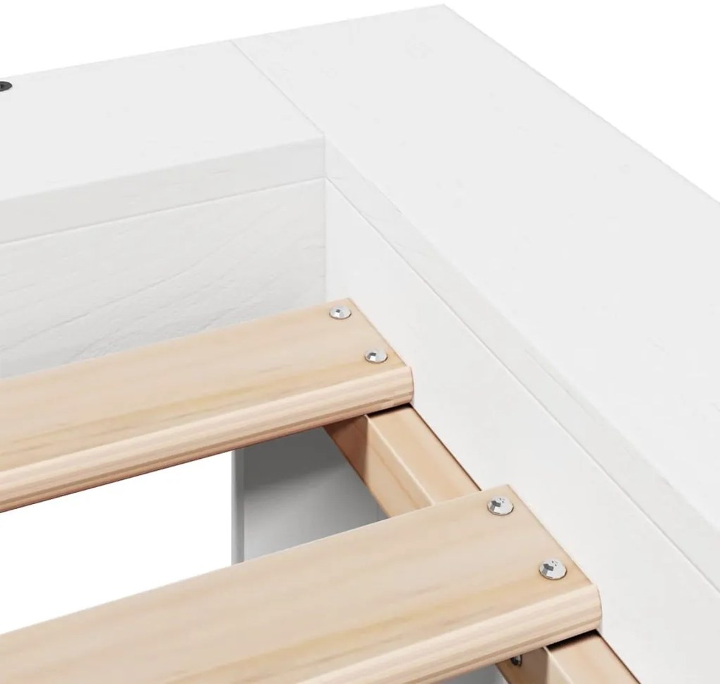 Cama sem colchão 140x200 cm madeira de pinho maciça branco