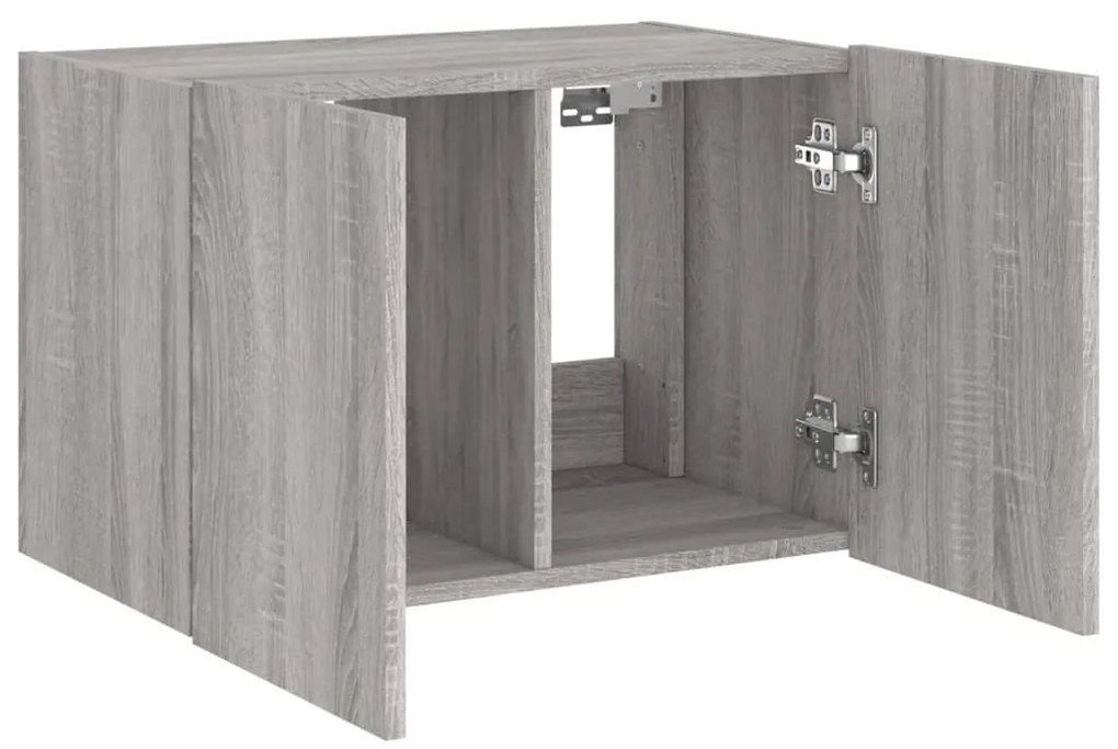Móvel de parede p/ TV c/ luzes LED 60x35x41 cm cinzento sonoma