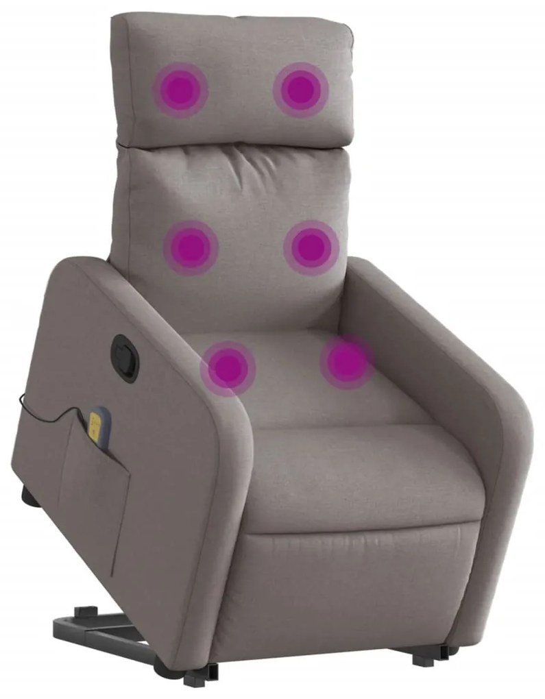 Poltrona elevatória de massagens tecido cinzento-acastanhado