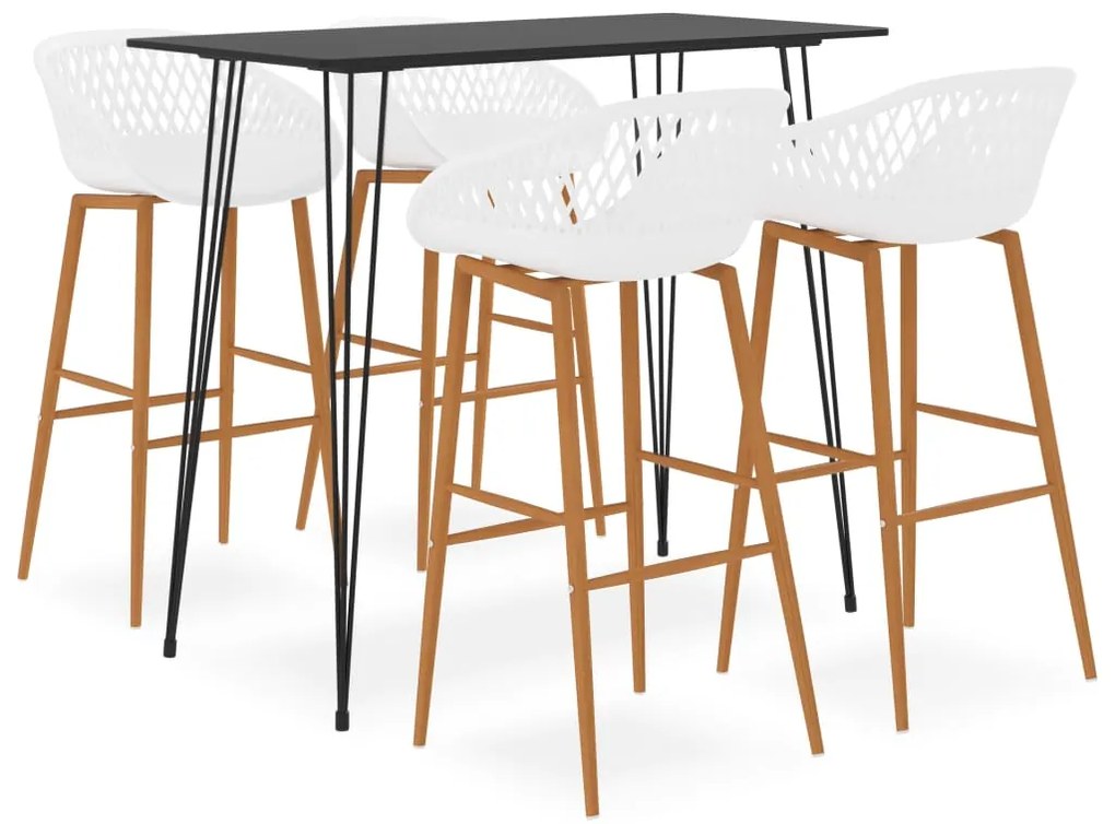 vidaXL 5 pcs conjunto de bar preto e branco
