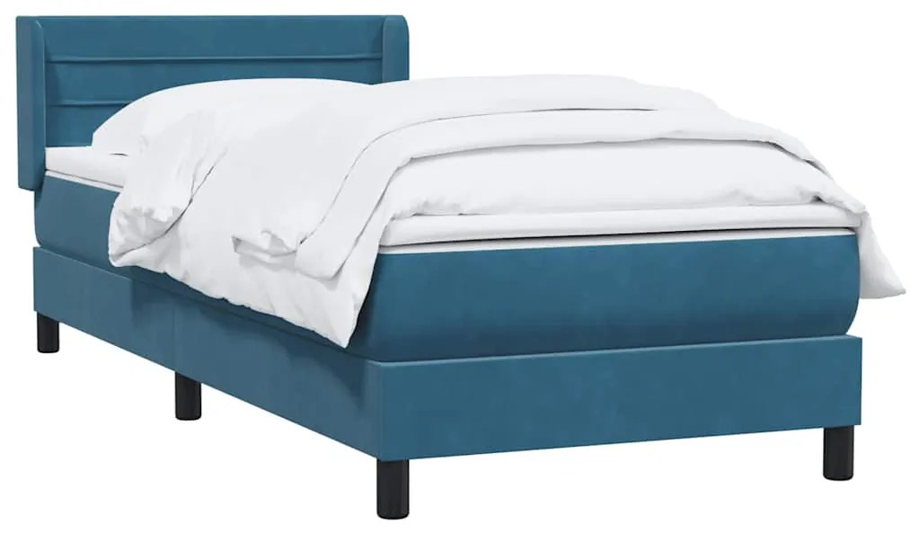 Cama com molas/colchão 80x220 cm veludo azul-escuro