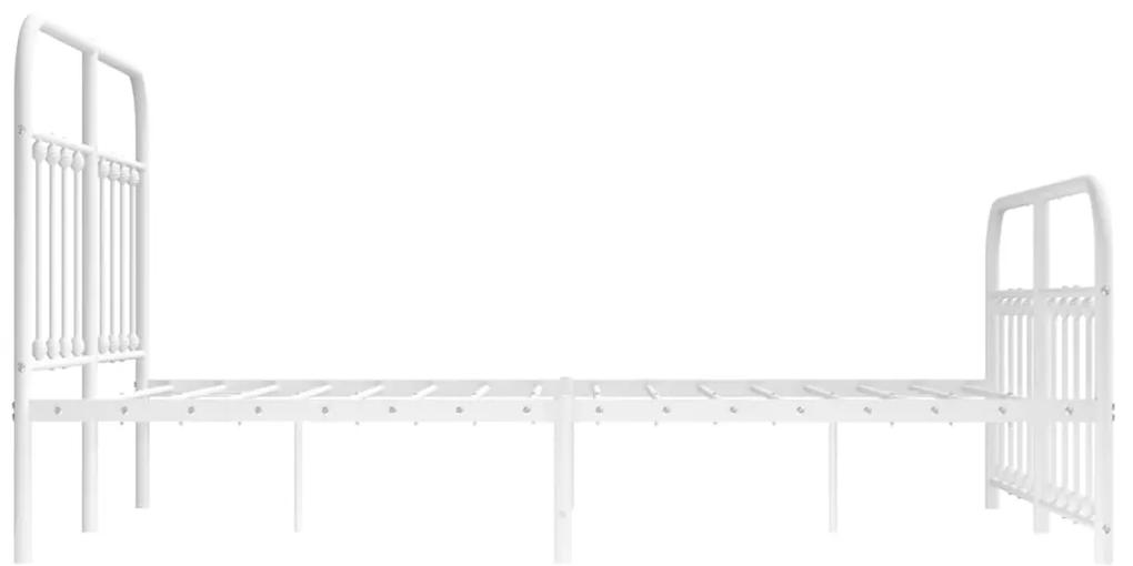 Estrutura de cama com cabeceira e pés 140x190 cm metal branco
