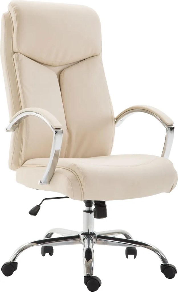 Cadeira de Escritório XL Vaud de Couro Sintético Creme
