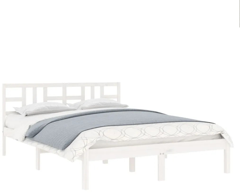 Estrutura de cama 140x200 cm madeira maciça branco