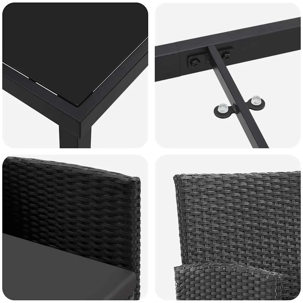 Conjunto de Jantar de Jardim de 5 Peças com Almofadas em Rattan Poliés