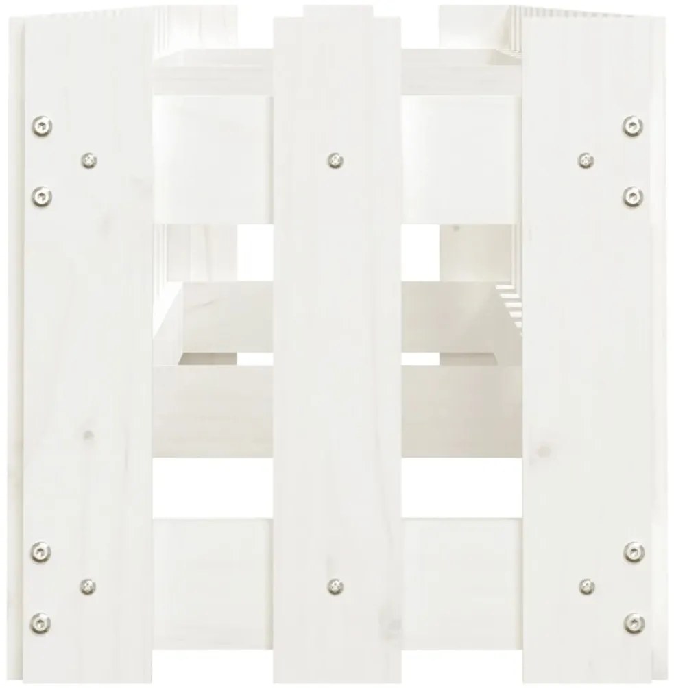 Canteiro elevado c/design cerca 200x30x30cm pinho maciço branco