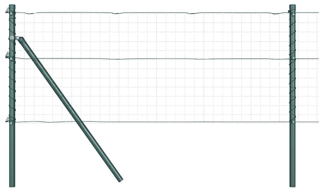 Postes de Cerca vidaXL 26 pcs Verde Ø32 mm 80 cm Aço Galvanizado